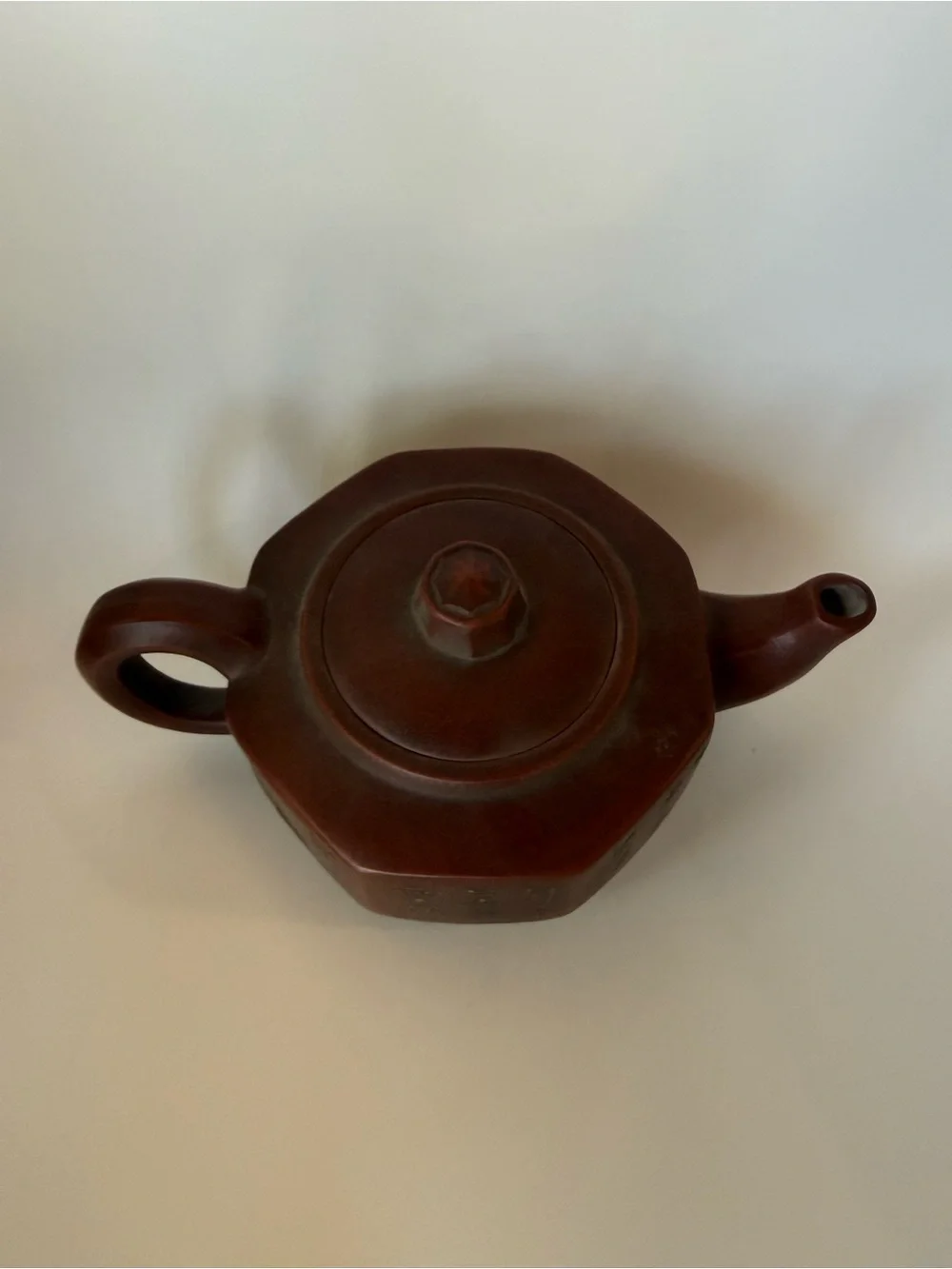 Chinese Yixing Zisha Hexagonal Teapot Gu Jingzhou Mark Calligraphy 340ml